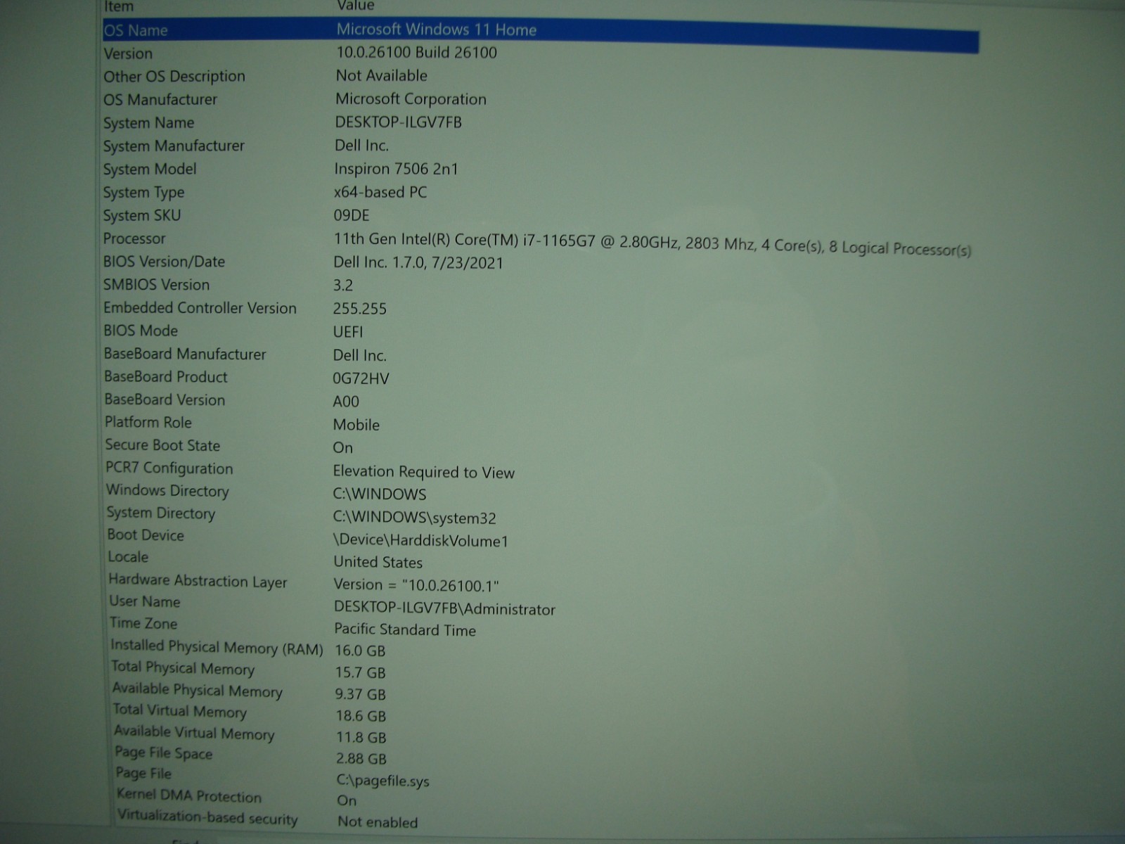 Dell Inspiron 7506 15.6″ UHD 4K TOUCH i7-1165G7 2.8GHz 16GB 1TB Xe MAX +PA & PEN