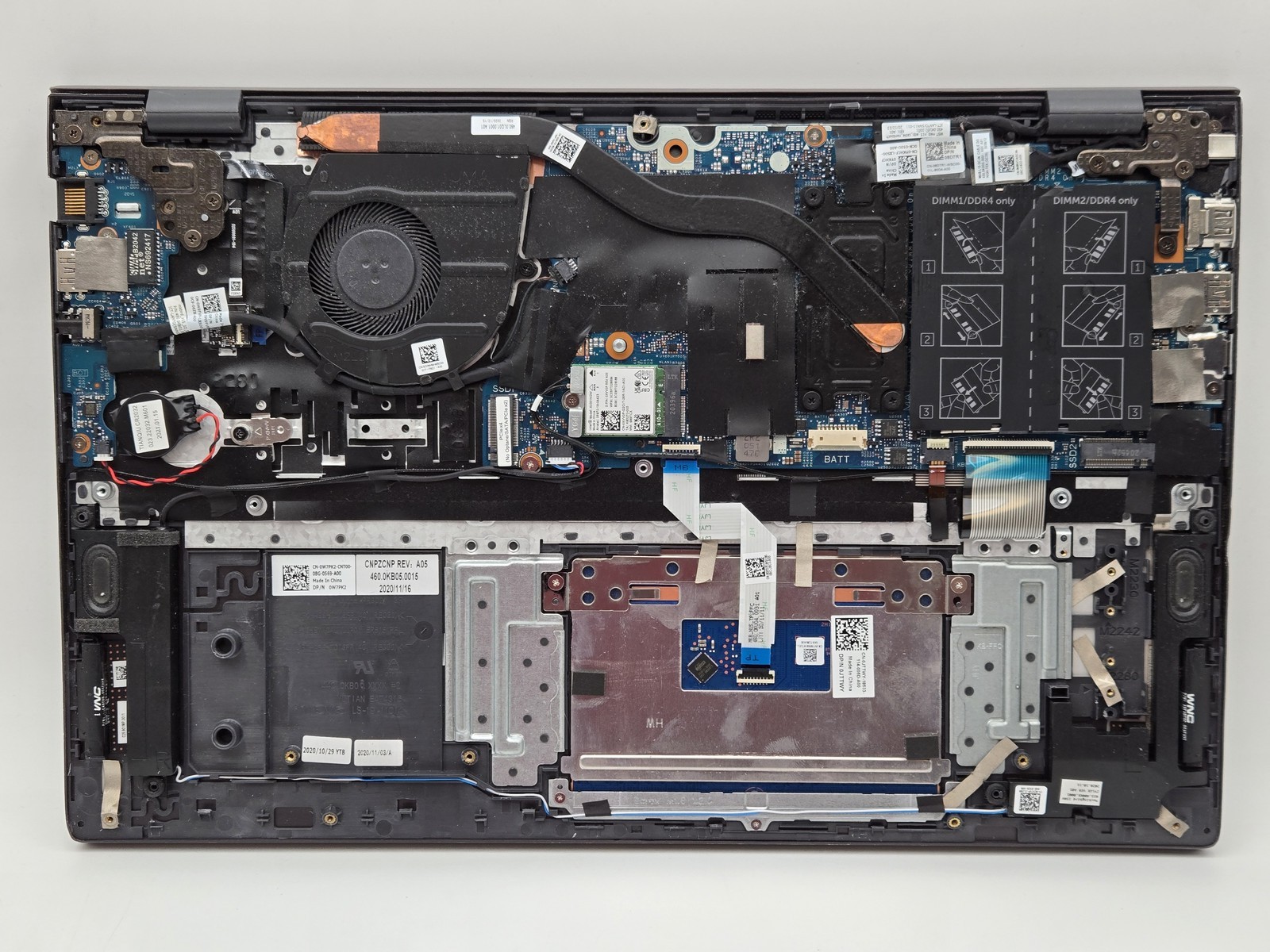 Dell Vostro 5502 15″ FHD I5-1135G7 Webcam FPR Motherboard Palmrest *READ*