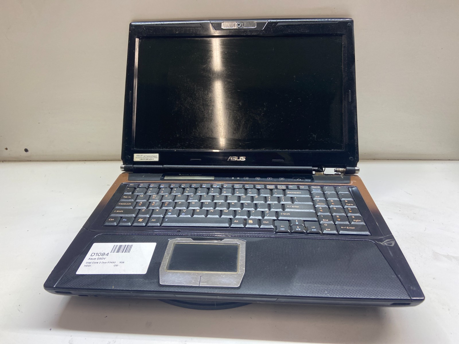 Asus G50V Gaming Laptop Intel Core 2 Duo P7450 2.13GHz 1GB NO HDD Nvidia 9800M