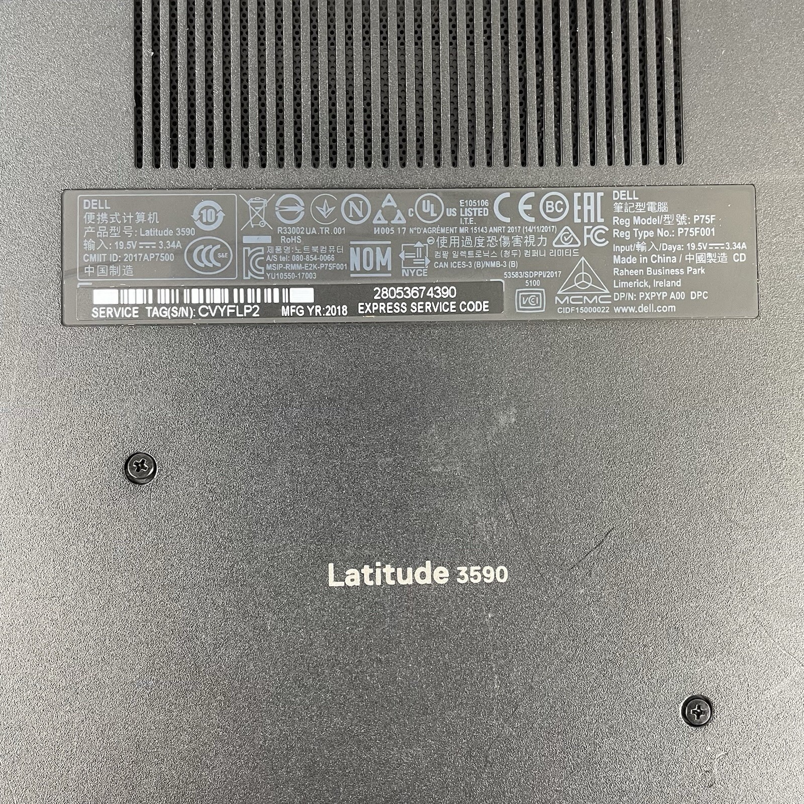 Dell Latitude 3590 15.6″ i5-8250U 1.60 GHz 8 GB RAM No SSD No OS – Bad Corner