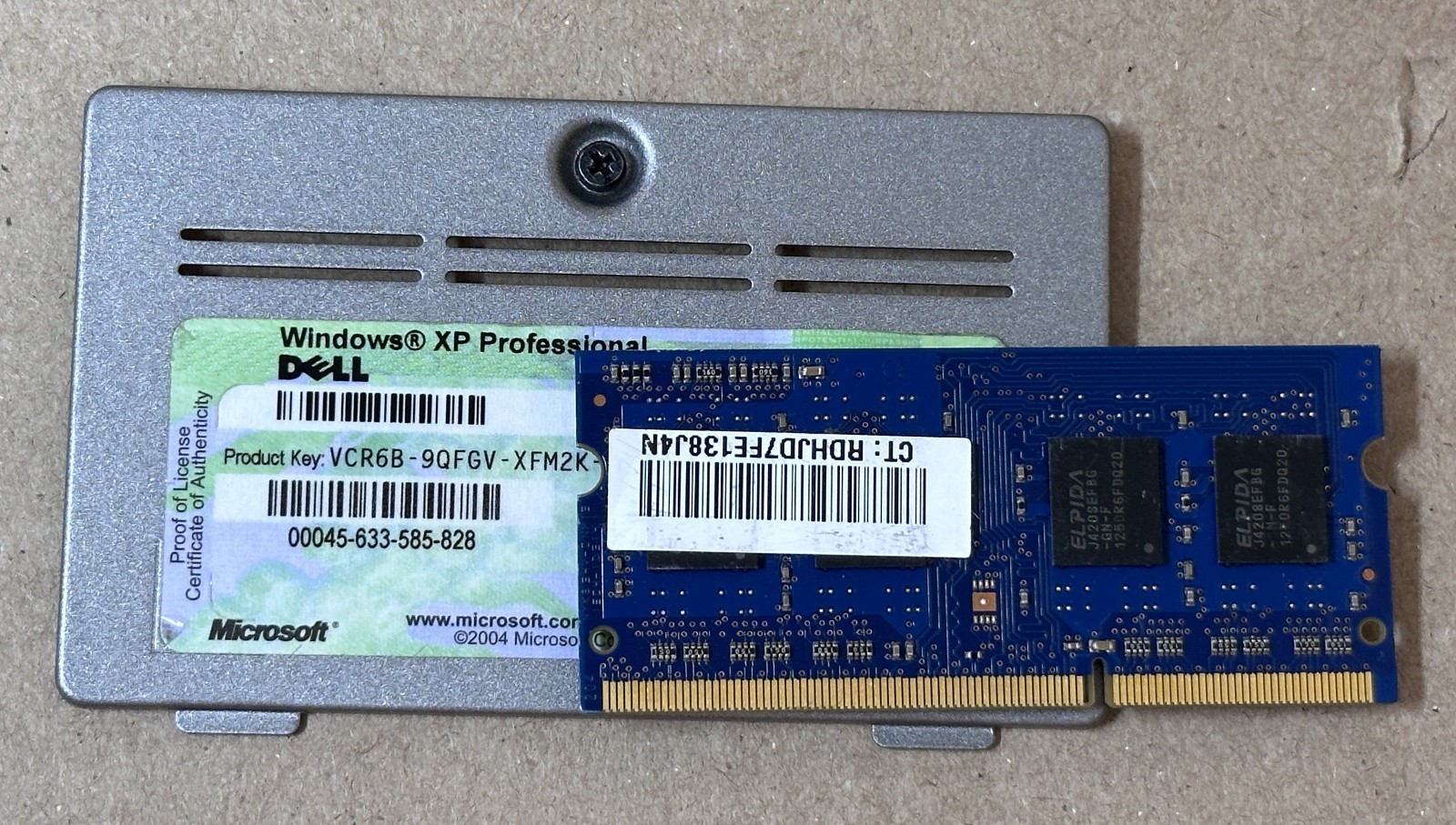 Latitude D620 memory cover with XP COA and UNTESTED laptop RAM #1