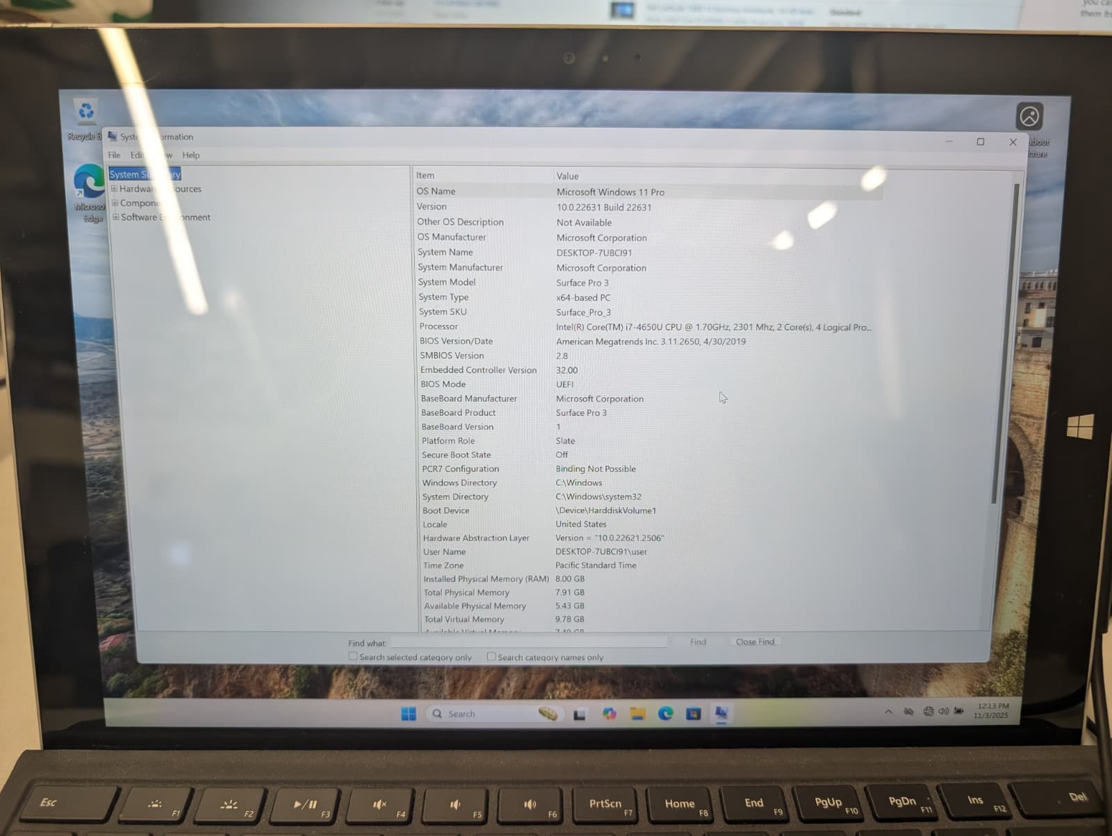 Microsoft Surface Pro 3 Intel Core i7 4650U 1.7GHz 8GB RAM 512GB SSD Win11 Pro-3