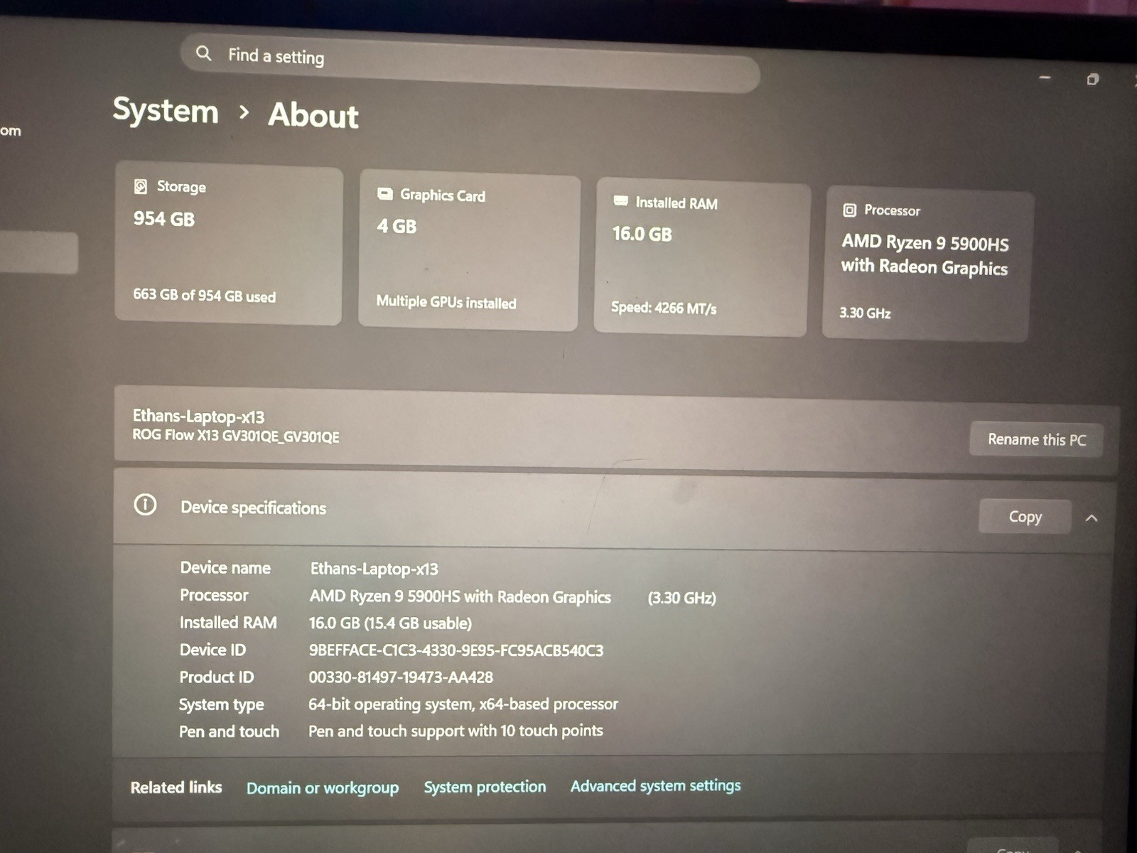 ASUS Rog Flow X13 13.4″ 120Hz, AMD Ryzen 9, 16GB RAM, 1TB, RTX 3050 TI(GV301QH))