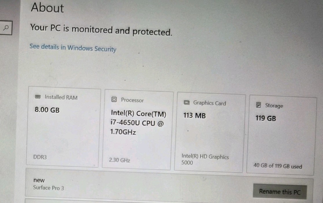 Microsoft Surface Pro 3 i7-4650U 8GB RAM 128GB SSD Windows 10 Pro Tablet