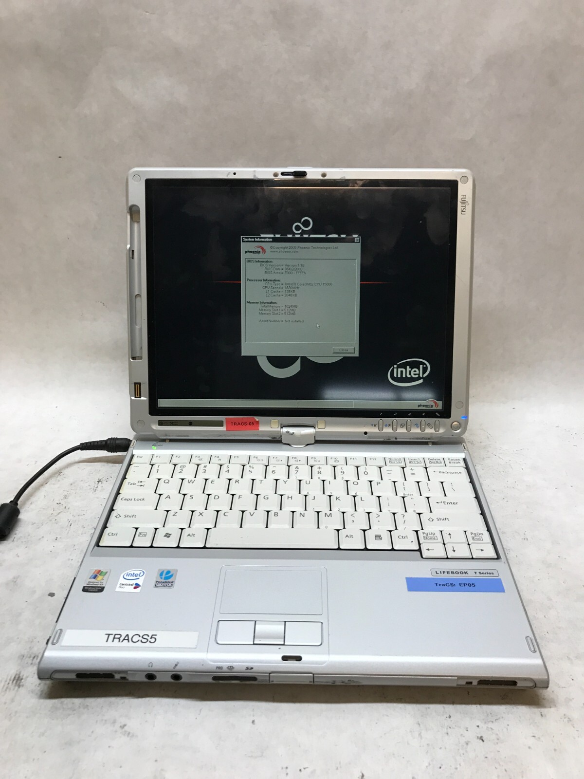 Fujitsu LifeBook T4215 12.1″ Core 2 T5600 1.83GHz 1GB RAM NO HDD/OS AS IS – -DW