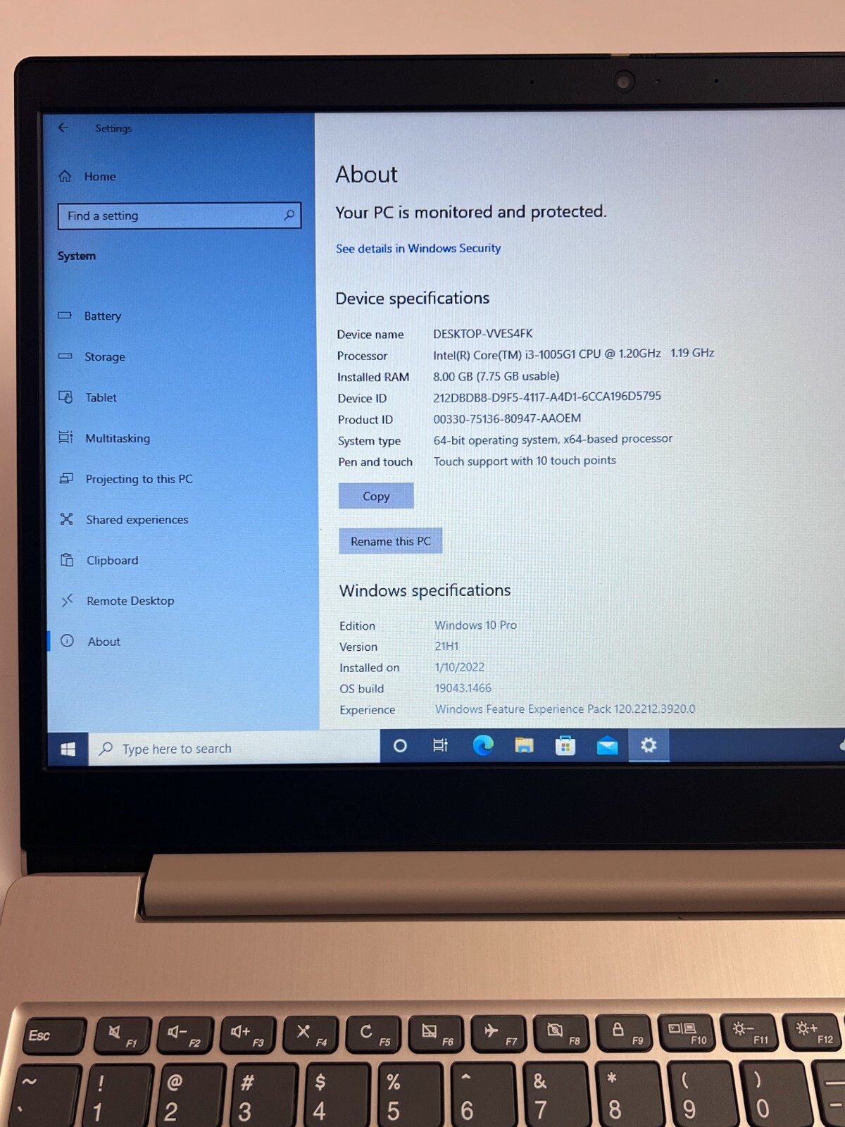 Lenovo IdeaPad 3 15IIL05 8gb RAM 256GB SSD Intel Core i3 10th Gen Touchscreen