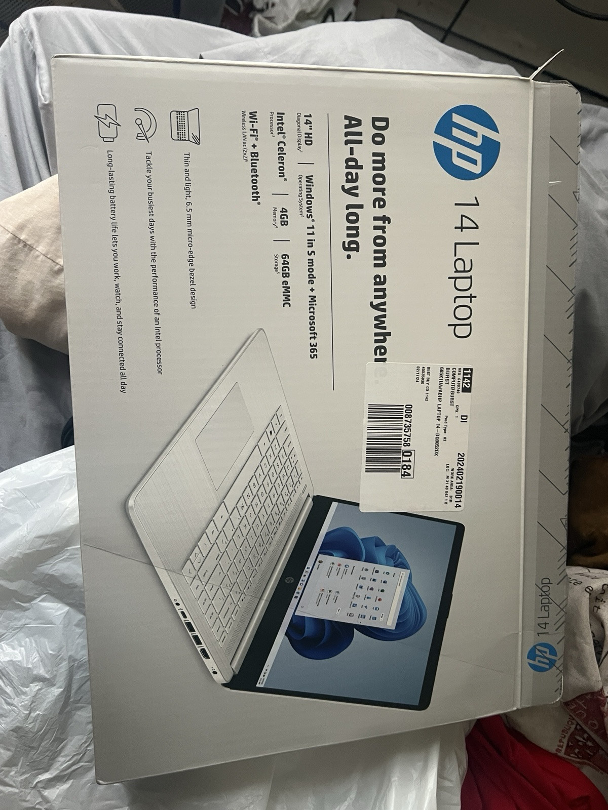 HP 14DQ0052DX 14″ (64 GB, SSD, Intel Celeron N, 1.10 GHz, 4 GB) Laptop -…