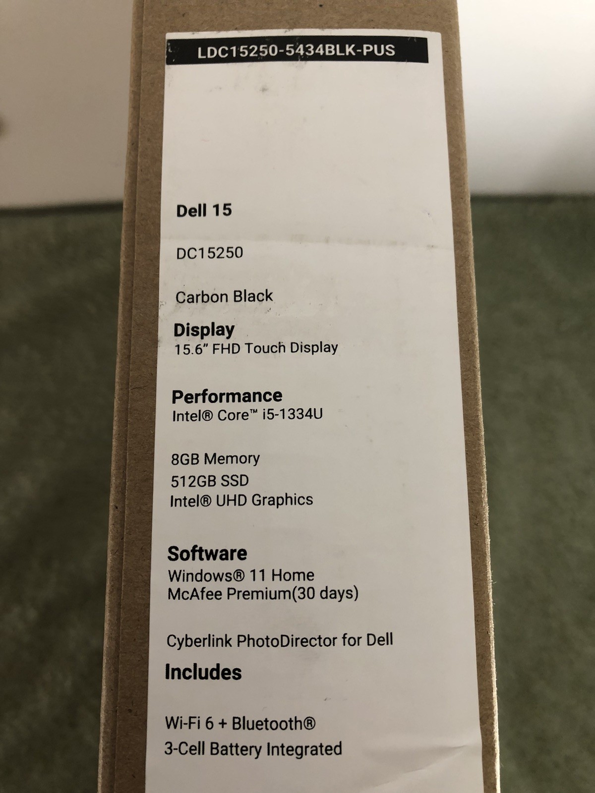 New Sealed Dell DC15250 15″ QHD Touch, i5-1334U, 8GB RAM, 512GB SSD, Win 11 Home