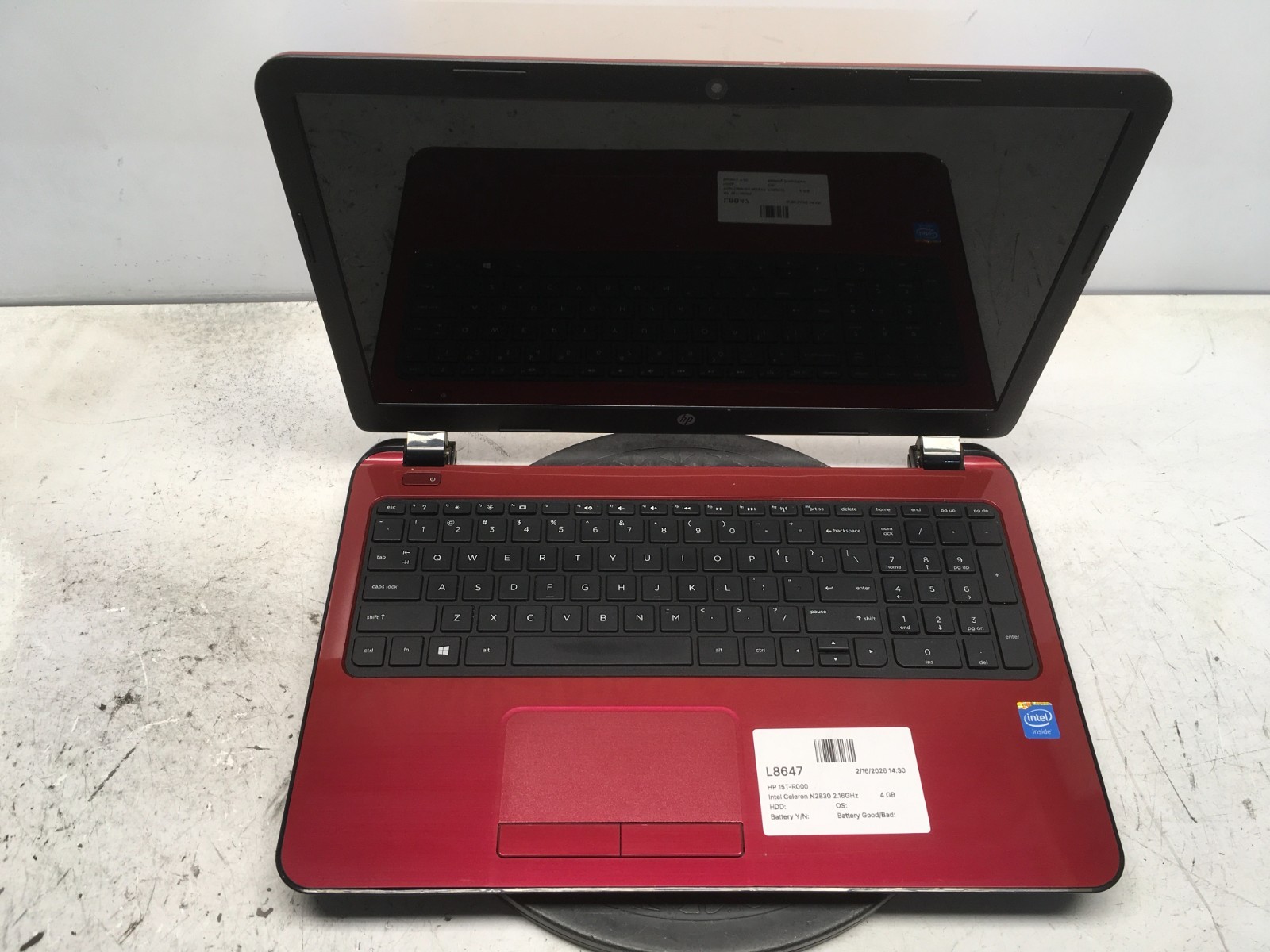HP 15T-R000 Intel Celeron N2830 2.16GHz 4 GB NO HDD