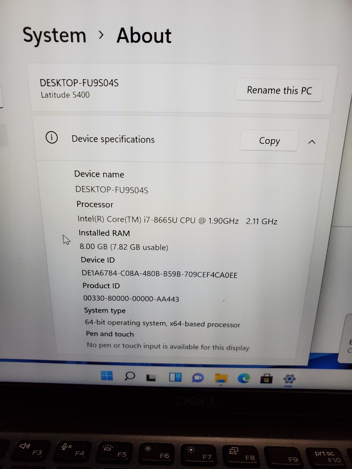 Dell Latitude 5400 14″ Laptop i7-8665U 1.9GHZ 8GB 256GB SSD Win11 #69