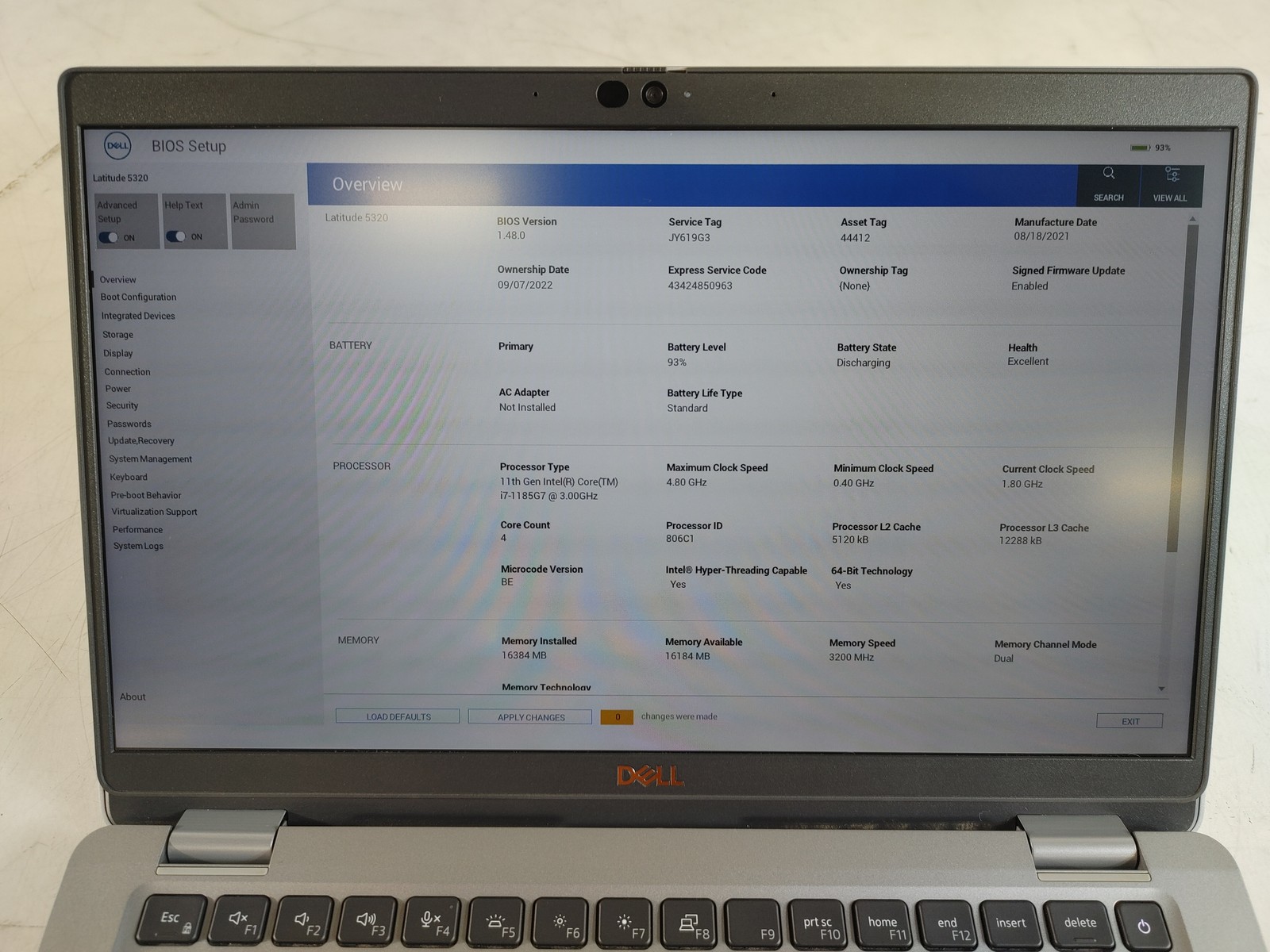 Dell Latitude 5320 Core i7-1185G7 3.00 GHz 16 GB DDR4 No HDD