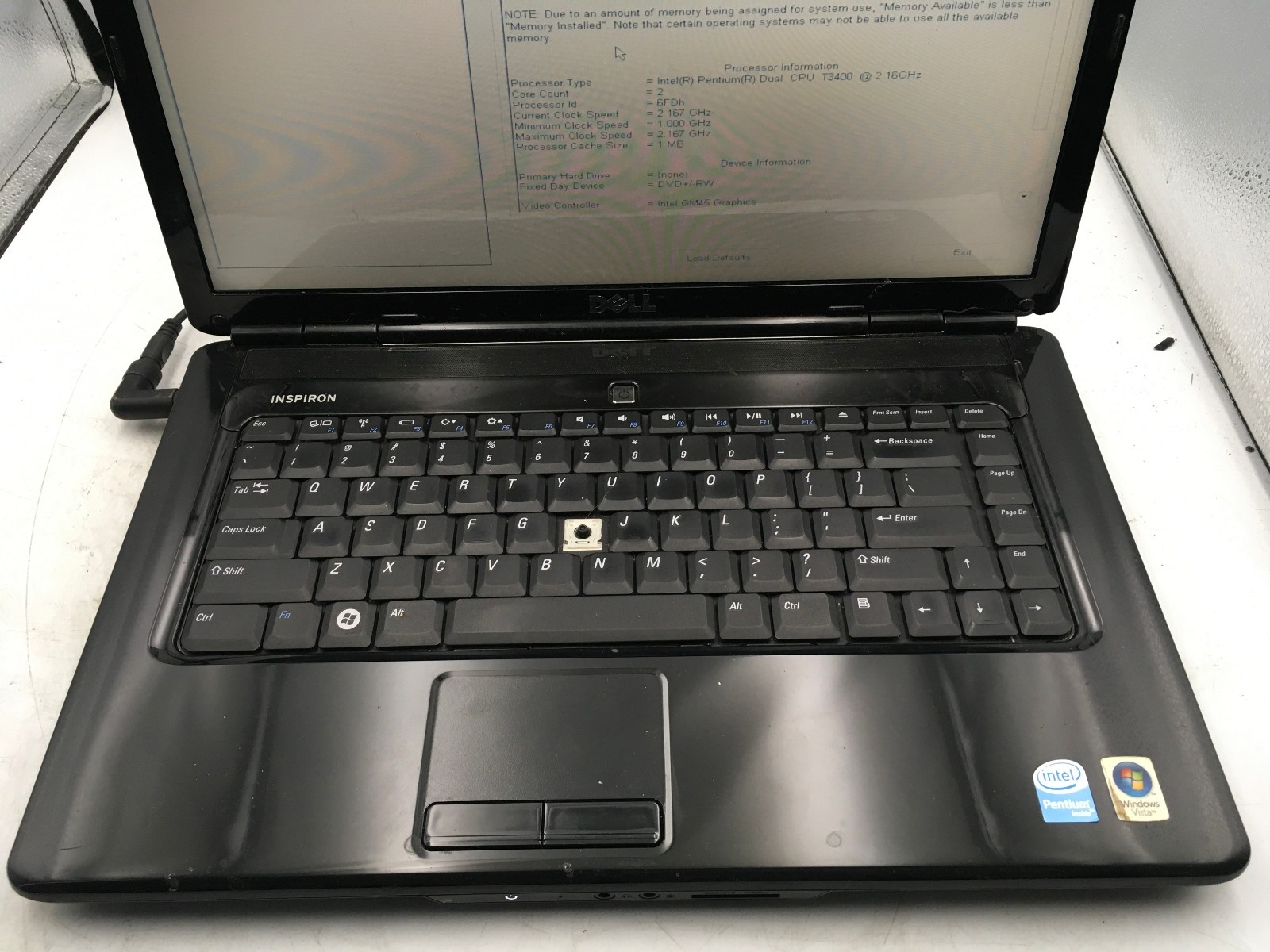 DELL INSPIRON 1545 – BOOTS TO BIOS – INTEL PENTIUM T3400 – 3GB RAM -READ DESC-BB