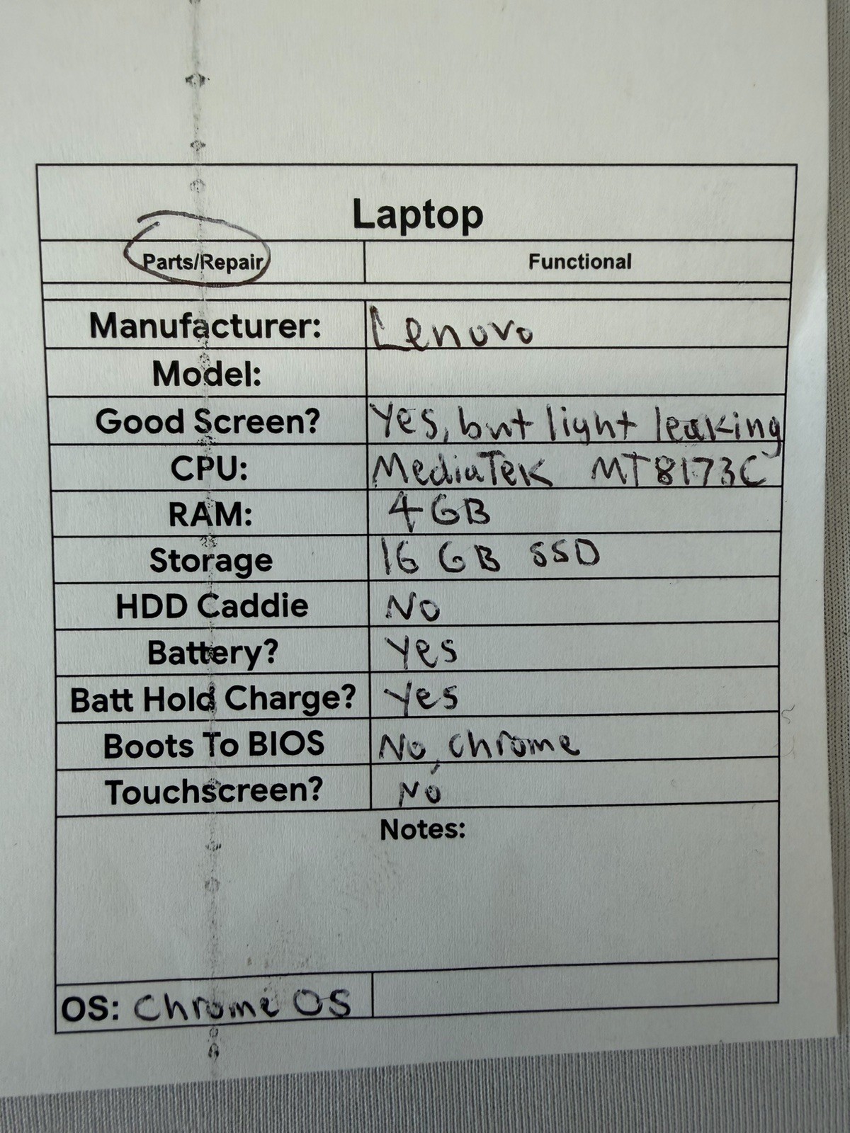 Lenovo 100e Chromebook 2nd Gen MTK Laptop – RAM 4GB – Read Des