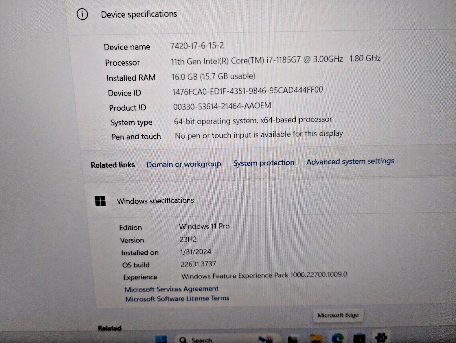 Dell Latitude 7420 14″ FHD 400nits Intel I7-1185G7 16GB/512gb Touch ID Win11Pro