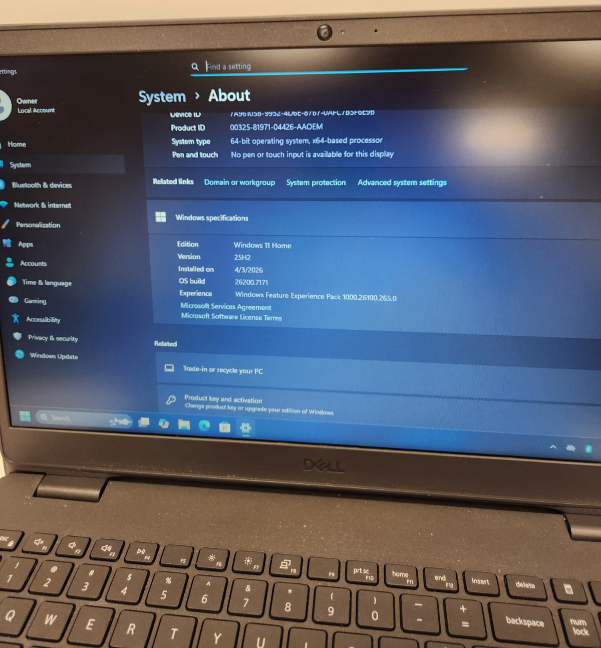 Dell Inspiron 3505 AMD Ryzen 5 3450U, 8GB RAM, 256GB NVME, Win11 #0444
