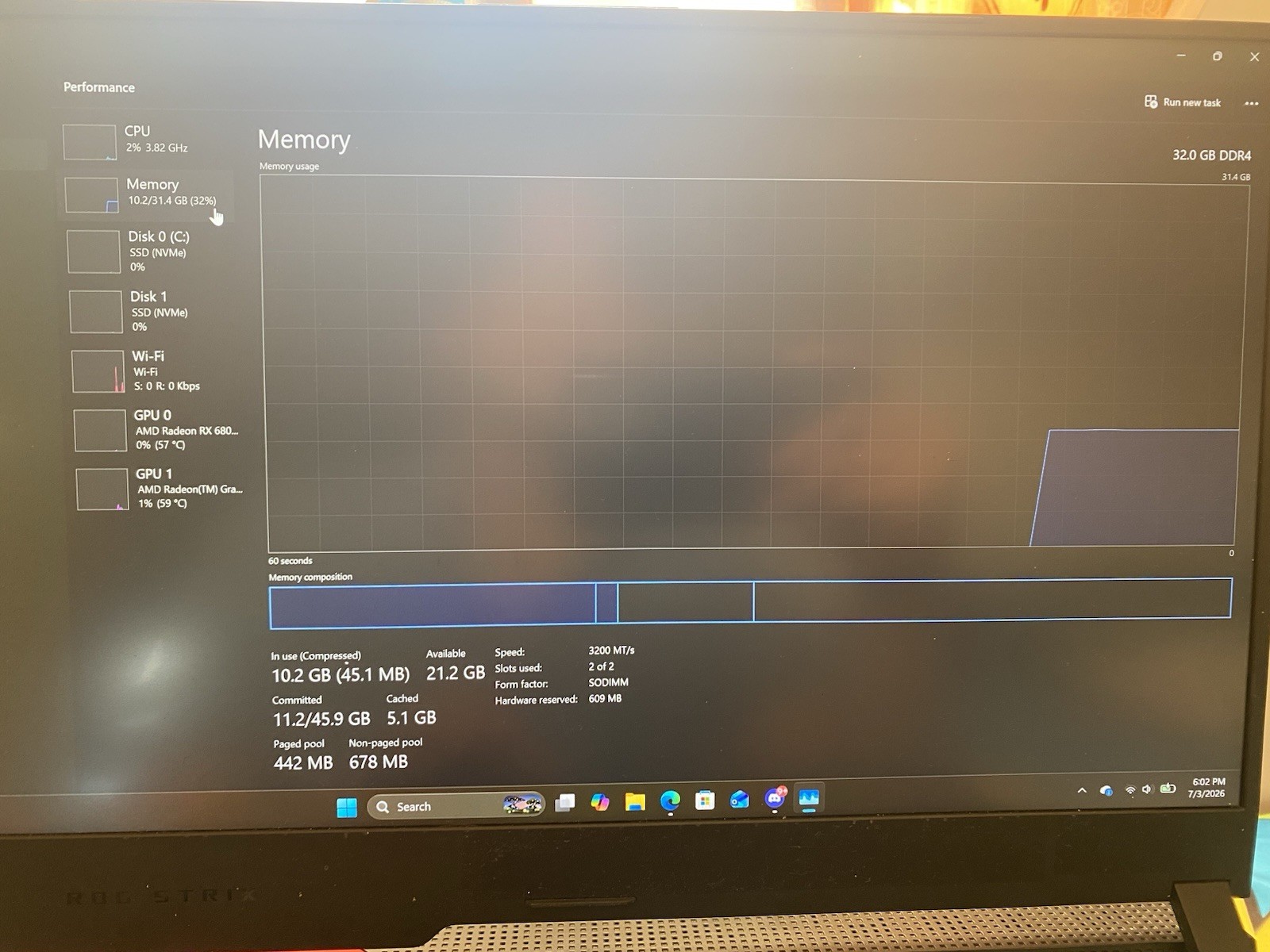 Strix G15 Advantage 6800m 5980hx 32GB 2Rx8 Ram 1.5TB Ssd READ