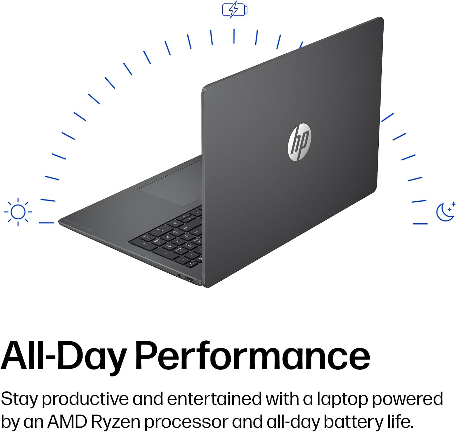 HP Omnibook 3 16 Inch Laptop PC, 2K Touchscreen, AMD Ryzen 3 30, 8 GB RAM, 256 G