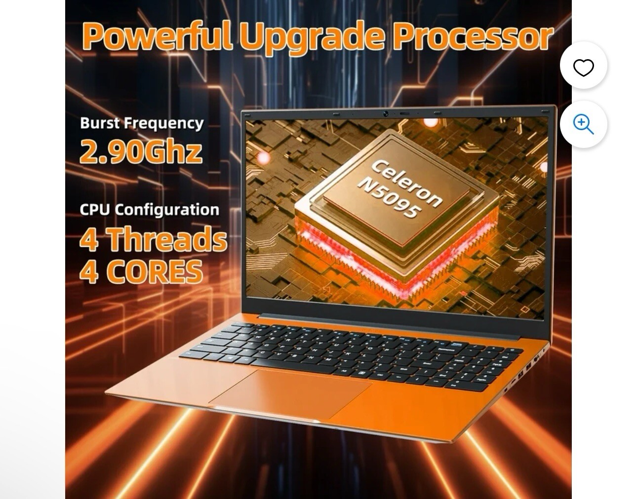Naclud 15.6” Windows 11 Laptop 4GB DDR4 128GB ROM Computer, 4 Core Celeron N5095