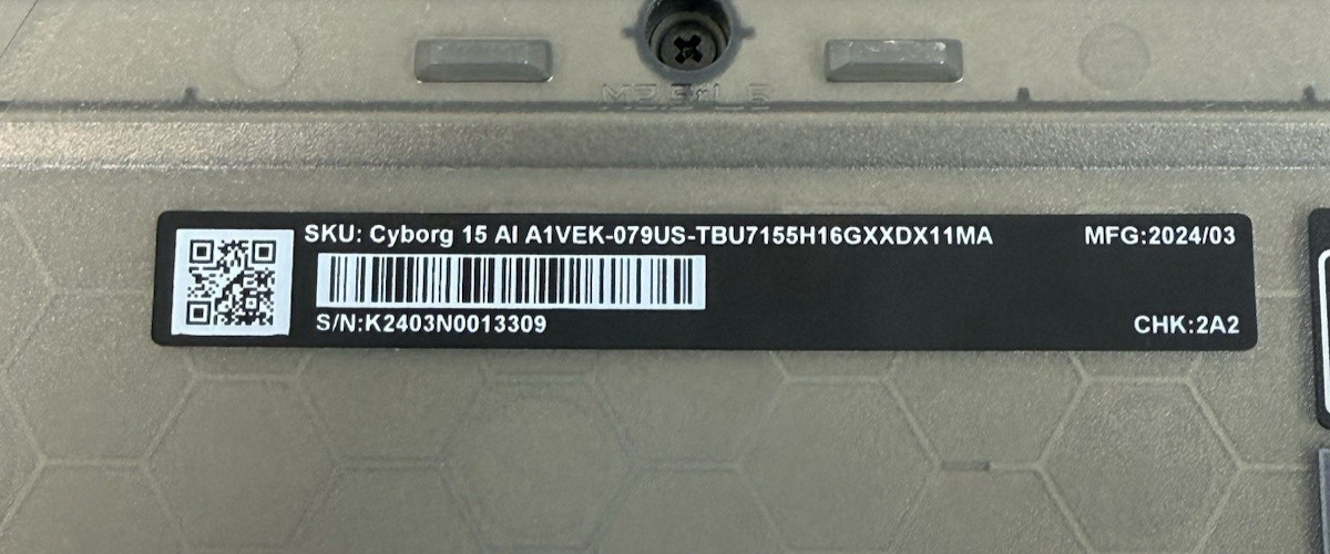 MSI Cyborg 15 15.6″ AI A1VEK-079US FOR PARTS OR NOT WORKING [Power Issue]