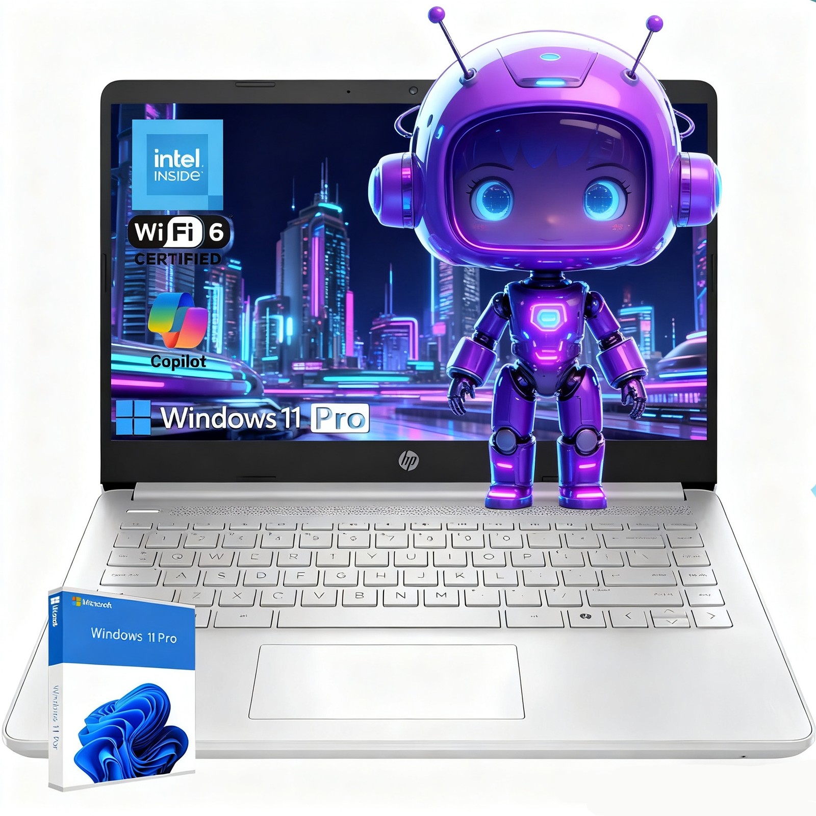 HP 14 inch Student Laptop up to 3.6GHz Intel N150 Win11Pro UPTO 16GB RAM 128eMMC