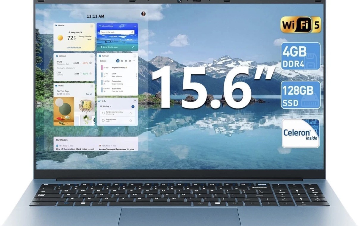 SGIN 15.6in Laptop 6GB DDR4 128GB SSD Windows 11 w/ 4-Core Intel Celeron Laptop