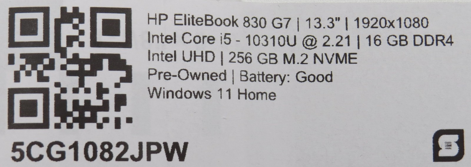 HP Elitebook 830 G7 | i5-10310U @ 1.7GHz | 16GB DDR4 | 256GB m2 | 13″ | Win 11