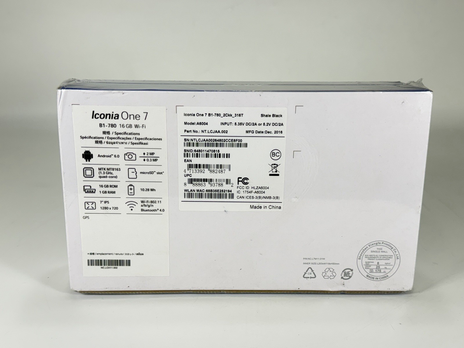 Acer Iconia One 7 B1-780 16GB Android 6.0 Tablet – Shale Black – Sealed Box