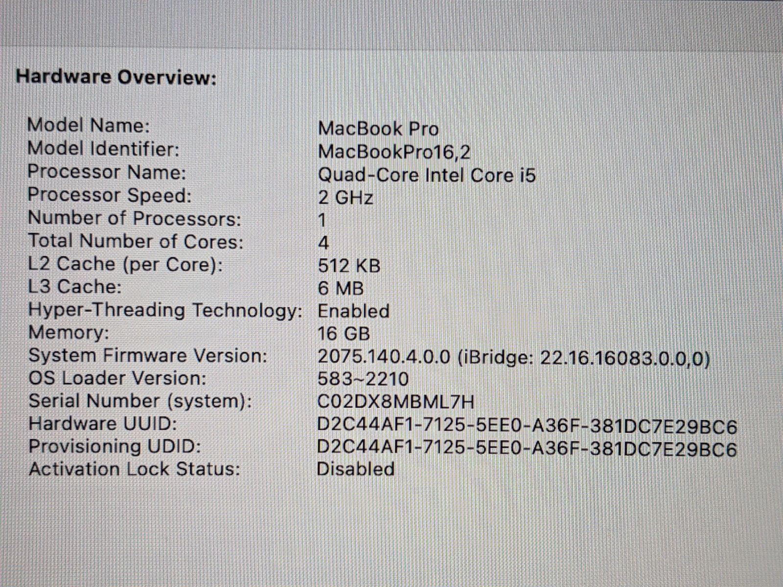 Apple MacBook Pro 13″ A2251 (2020) i5-1038NG7 2GHz 16GB 512GB SSD Sequoia +PA