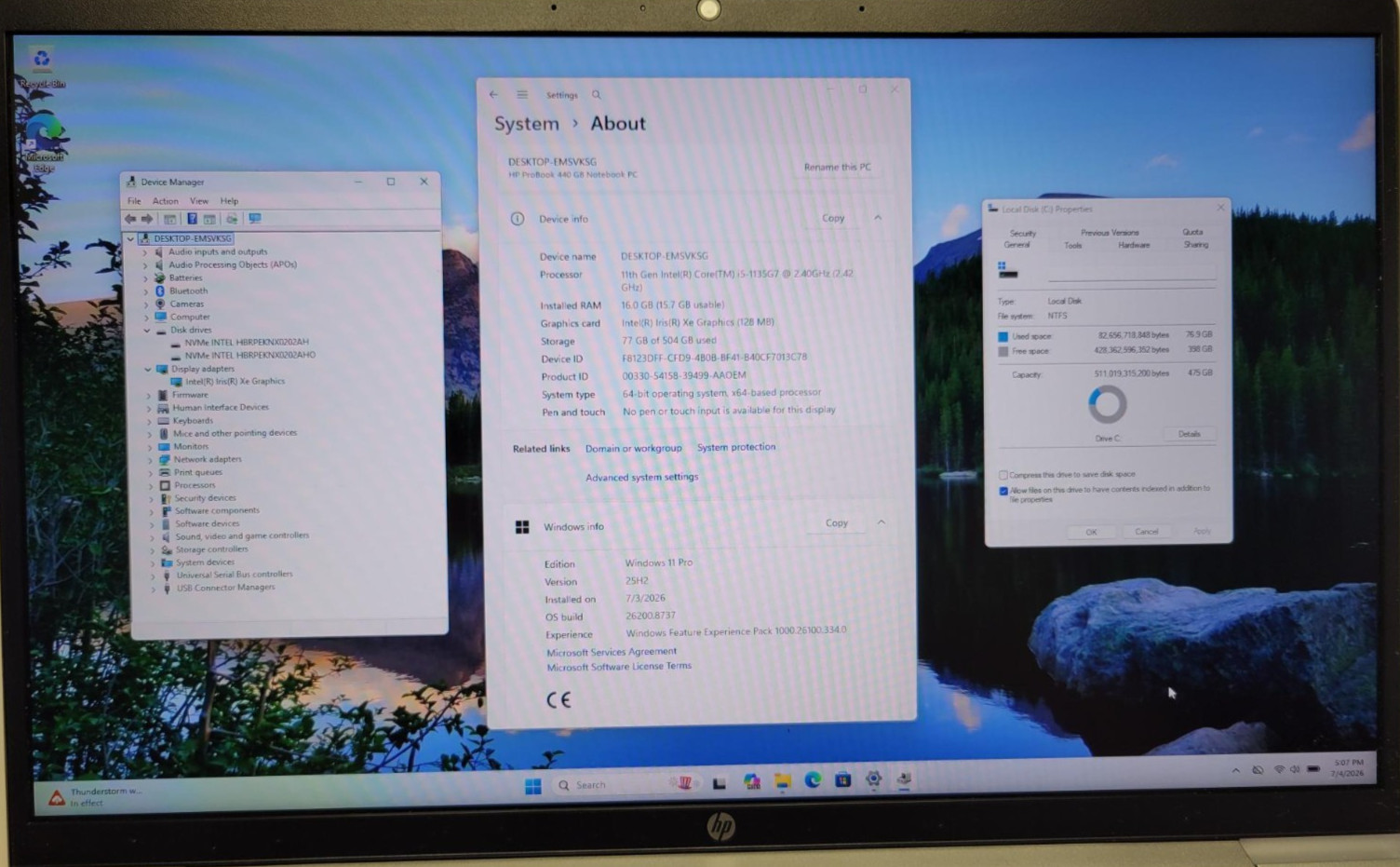 *NICE* HP Probook 440 G8 14″ Laptop i5-1135G7 2.40GHz 16GB 512GB Optane SSD+Dock
