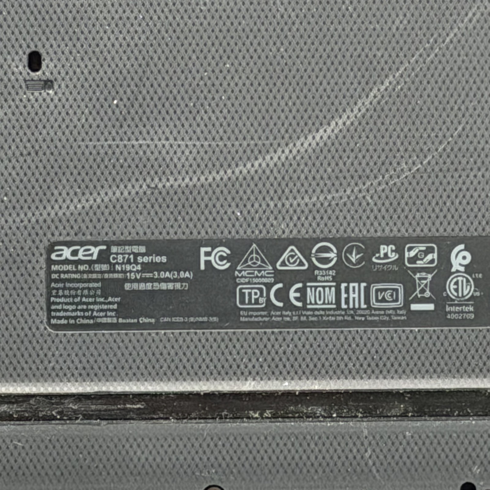 Acer Chromebook C871 WiFi 4GB RAM 32GB eMMC 1.6″ Chrome OS – No Power Adapter