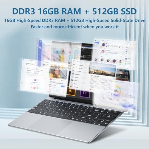 15.6 inch Laptop with Core i5-7Y54 Processor Laptop Computer 16GB RAM 512GB