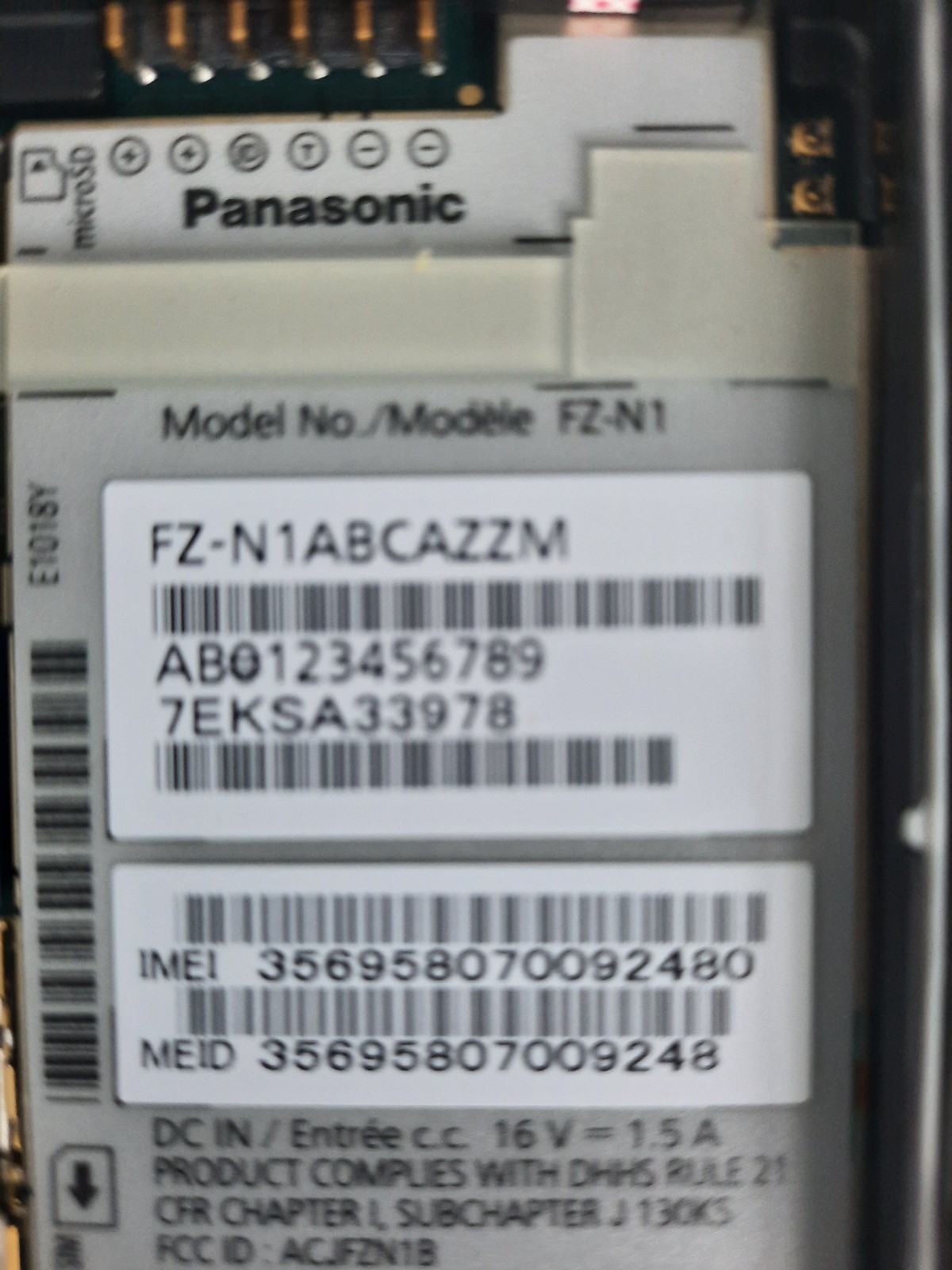 Panasonic FZ-N1 Toughpad Handheld Scanner-No Battery-TESTED