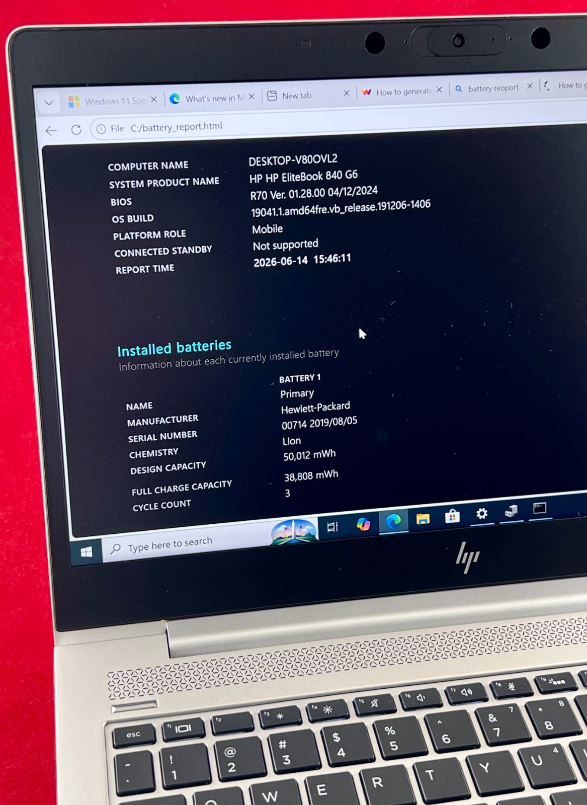 NEAR MINT HP ELITEBOOK 840 G6 14″ FHD DISPLAY INTEL i7-8665U 256GB 8GB, 3 CYCLES