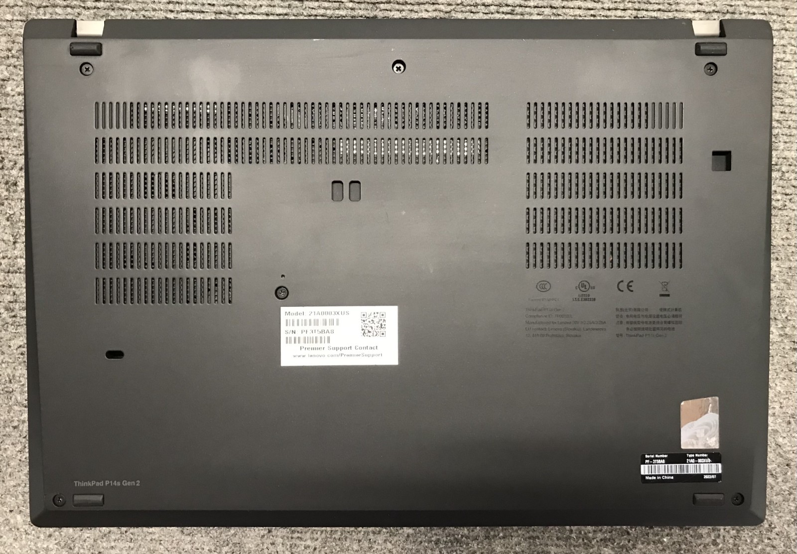 Lenovo ThinkPad P14s Gen 2a 14″ Laptop Ryzen 7 PRO 5850U 16GB RAM 1TB NVMe As Is