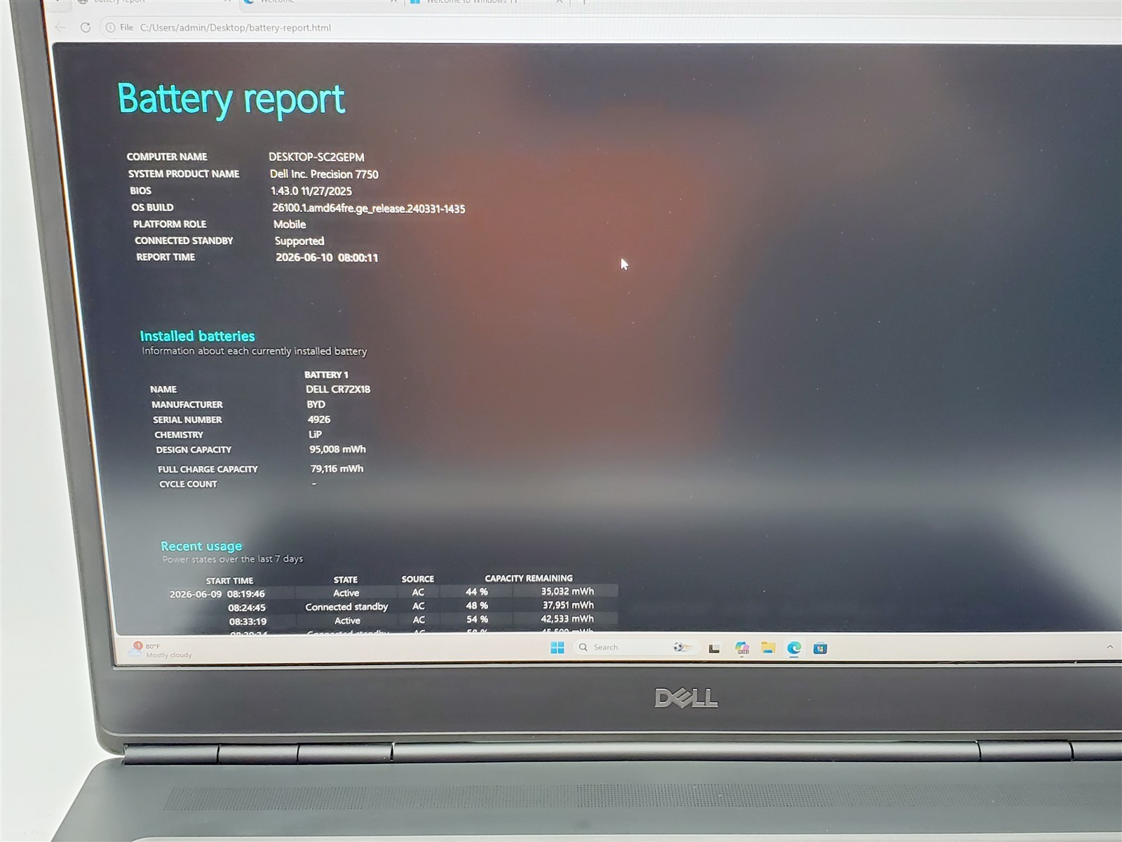 Dell Precision 7750 Xeon W-10855M 2.8-5.1Ghz T1000 24GRam 1TB NVMe Win11P *USB*