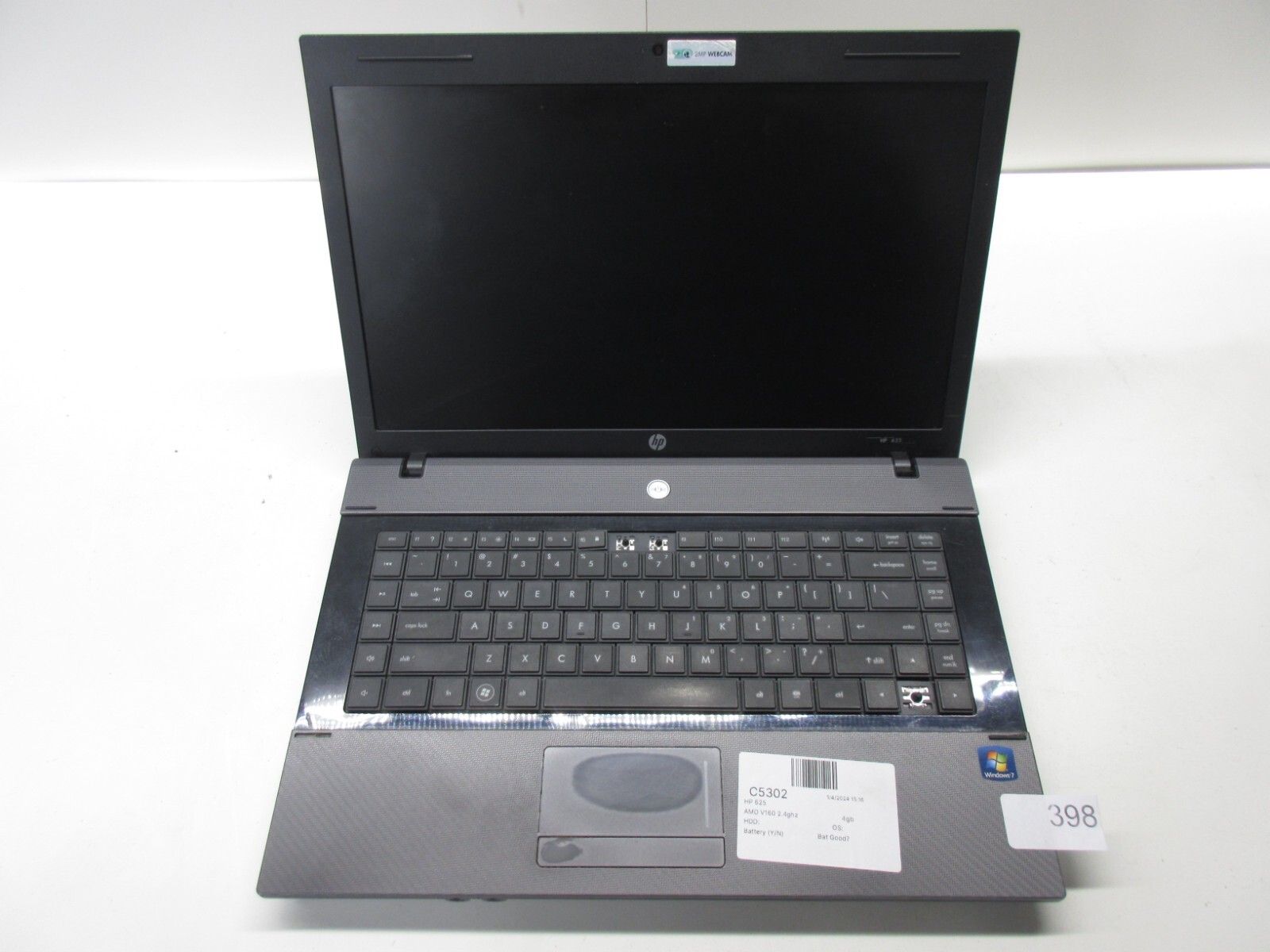 HP 625 Laptop AMD V160 4GB Ram No HDD or Battery – HDD cable broken