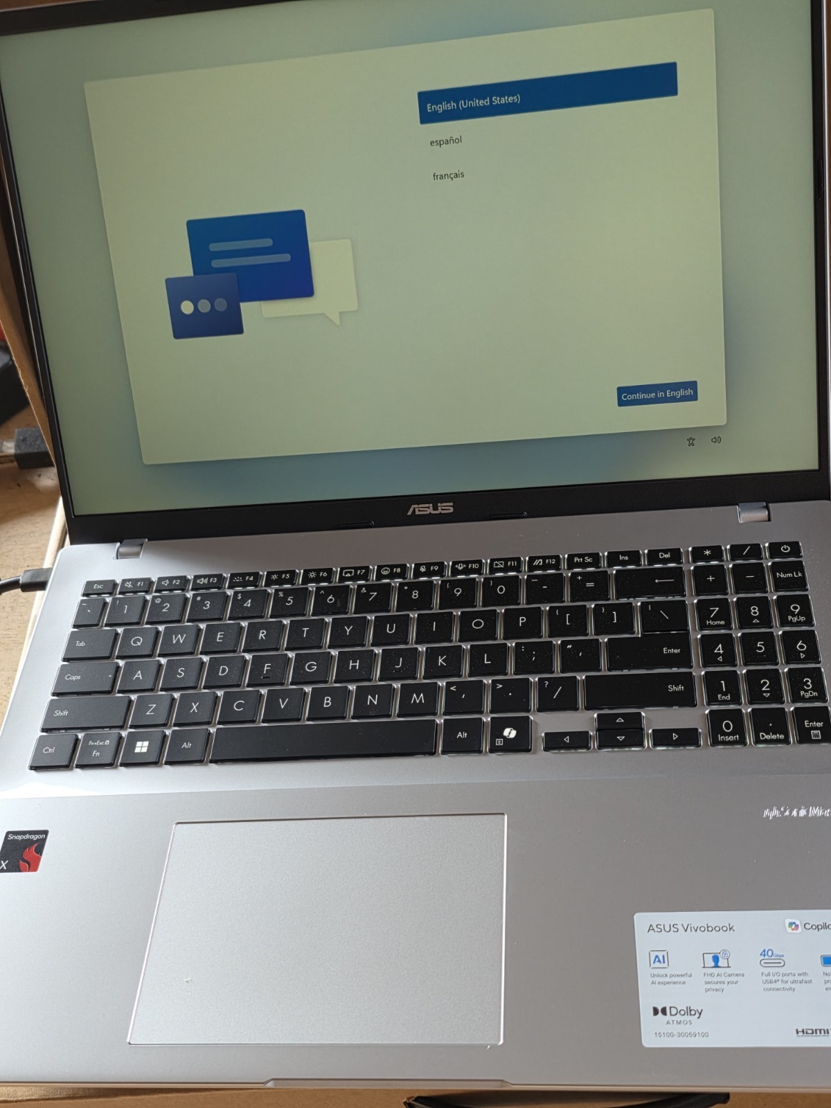 ASUS Vivobook 16″ Copilot+ PC Snapdragon X126100 16GB 1TB X1607QA-IS56 Silver Ob