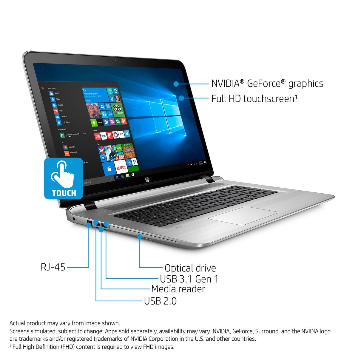 HP ENVY 17 FHD+M-S+Touch+i7@3.1GHz+16GB RAM+512GB NVME SSD+Win-11+Free Shipping!