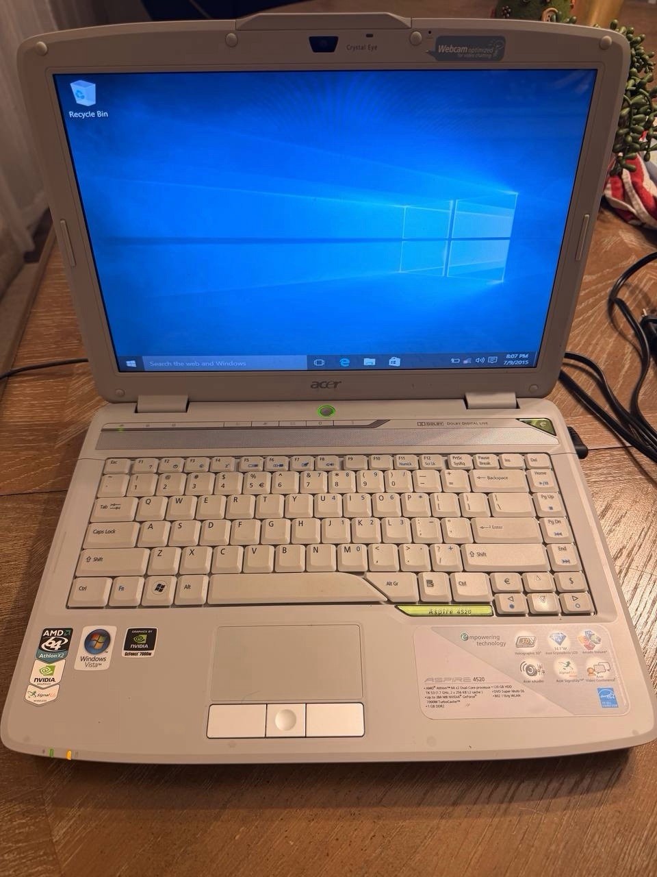 Acer Aspire 4520 Laptop – AMD Athlon X2, 4GB RAM, 120GB HDD, Windows 10 – Works