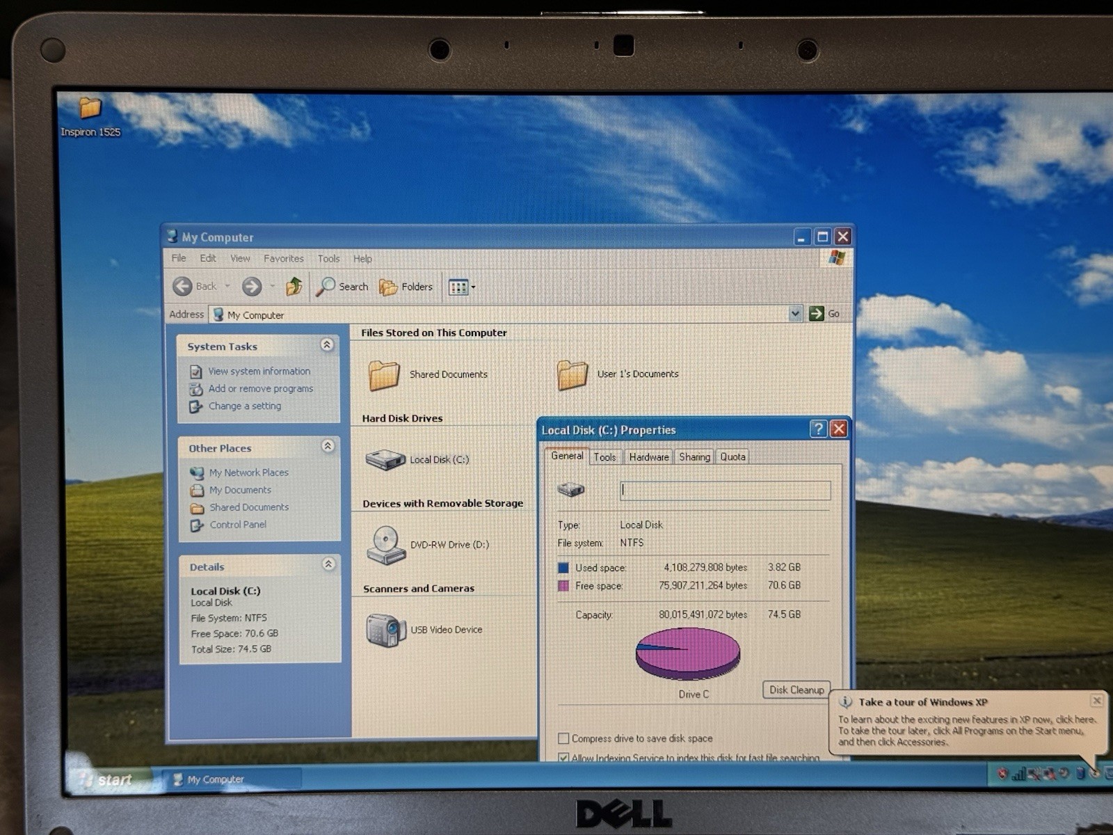 Dell Inspiron 1525 Laptop Intel C2D 2GHz 1.5gb RAM 80gb HDD Windows XP