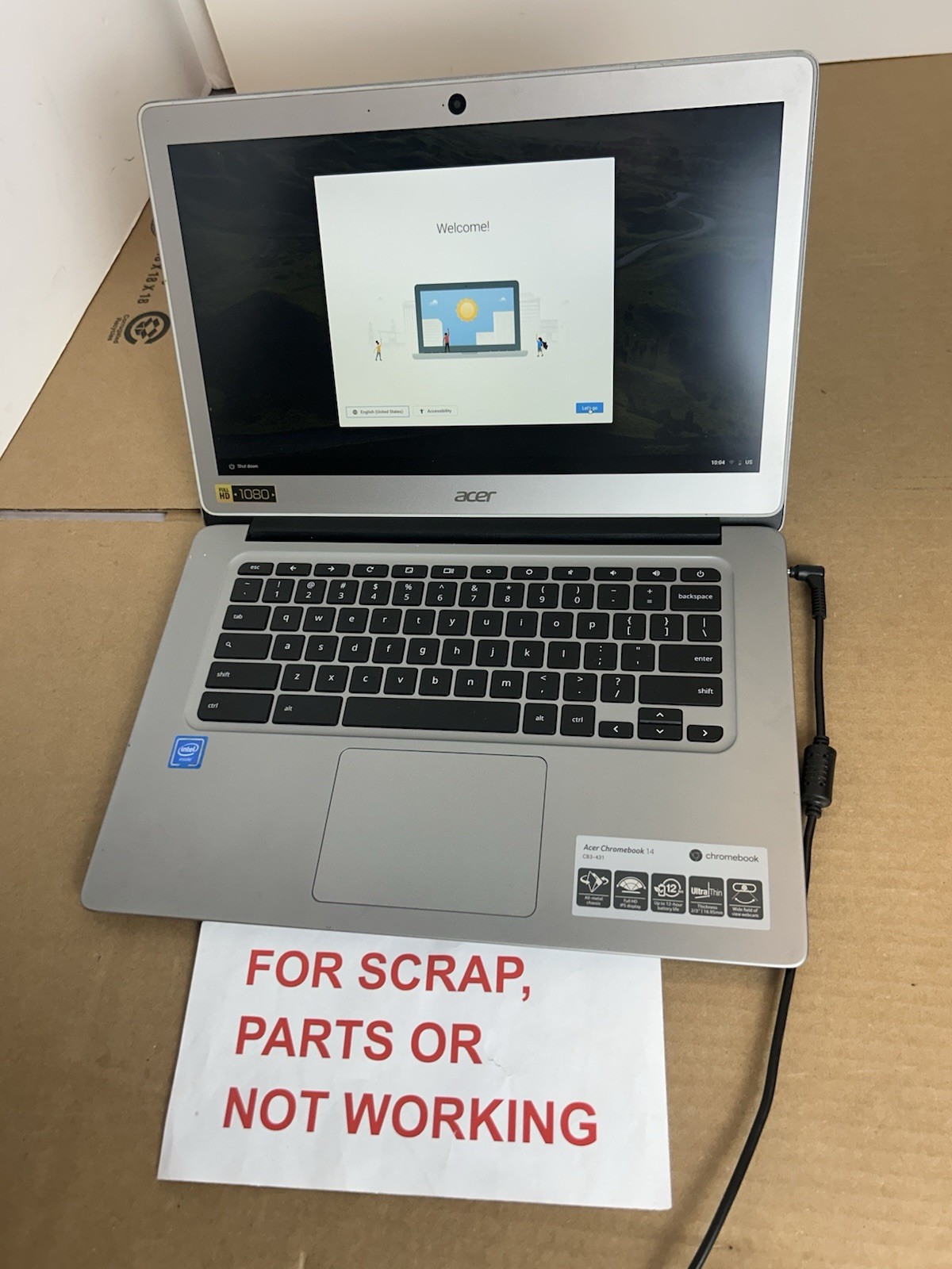 Acer Chromebook 14 Cb3-431 2017 Working w/ **BAD BATTERY / PARTS or Repair