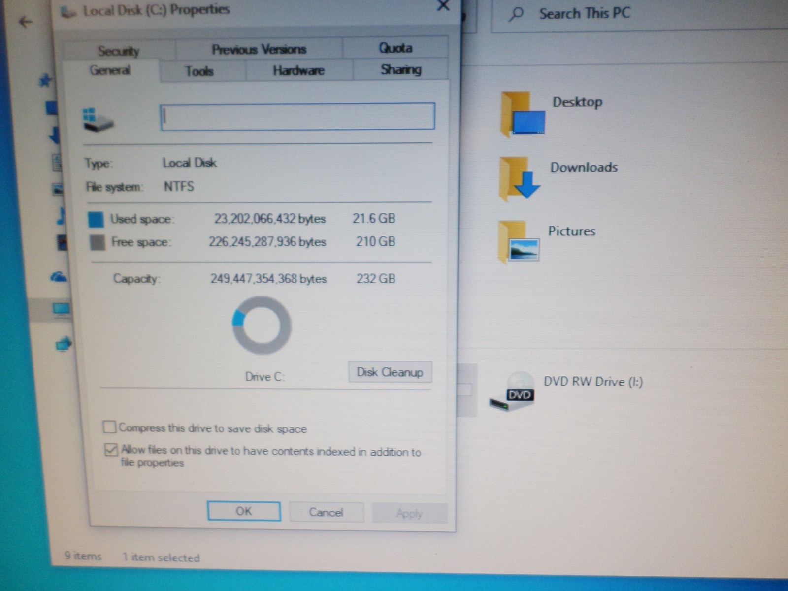 HP Pavilion P7-1054 Desktop PC 6 GB RAM, 250 GB HD, DVDRW Windows 10 Home
