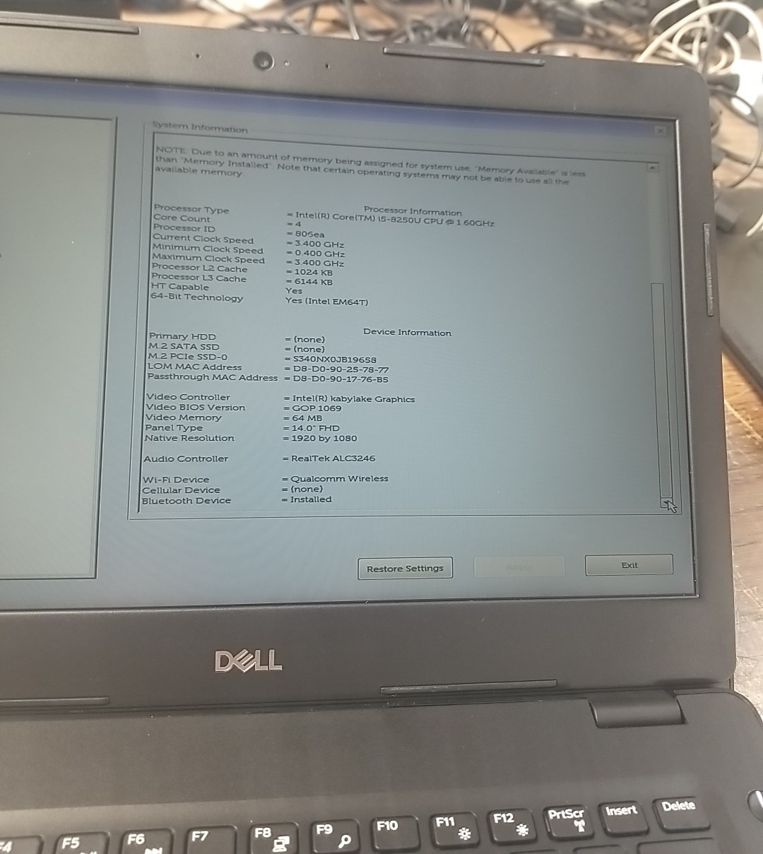 Dell Latitude 3490 14″ W/ INTEL i5-8250U 1.60GHz – 16GB RAM, 256GB. *READ⬇️*