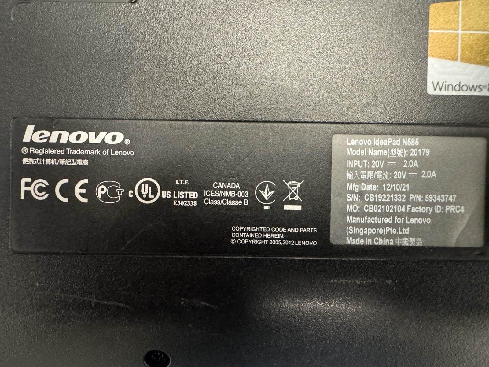 Lenovo IdeaPad N585 For Parts