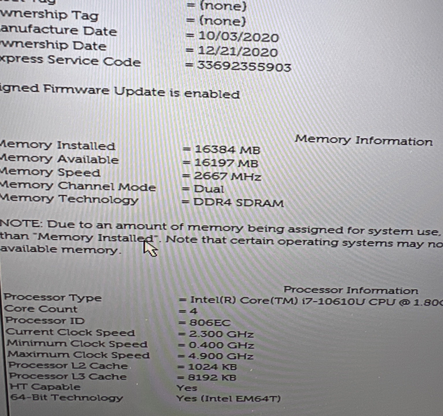 Dell Latitude 7410 14.1″ Core i7 10th Gen Incomplete No SSD, No Batt. Fair.