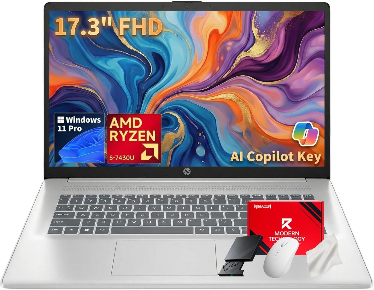 HP 17.3″ FHD Business Laptop 2026, AMD Ryzen 5 7430U, Upto 64GB RAM 2TB NVMe SSD