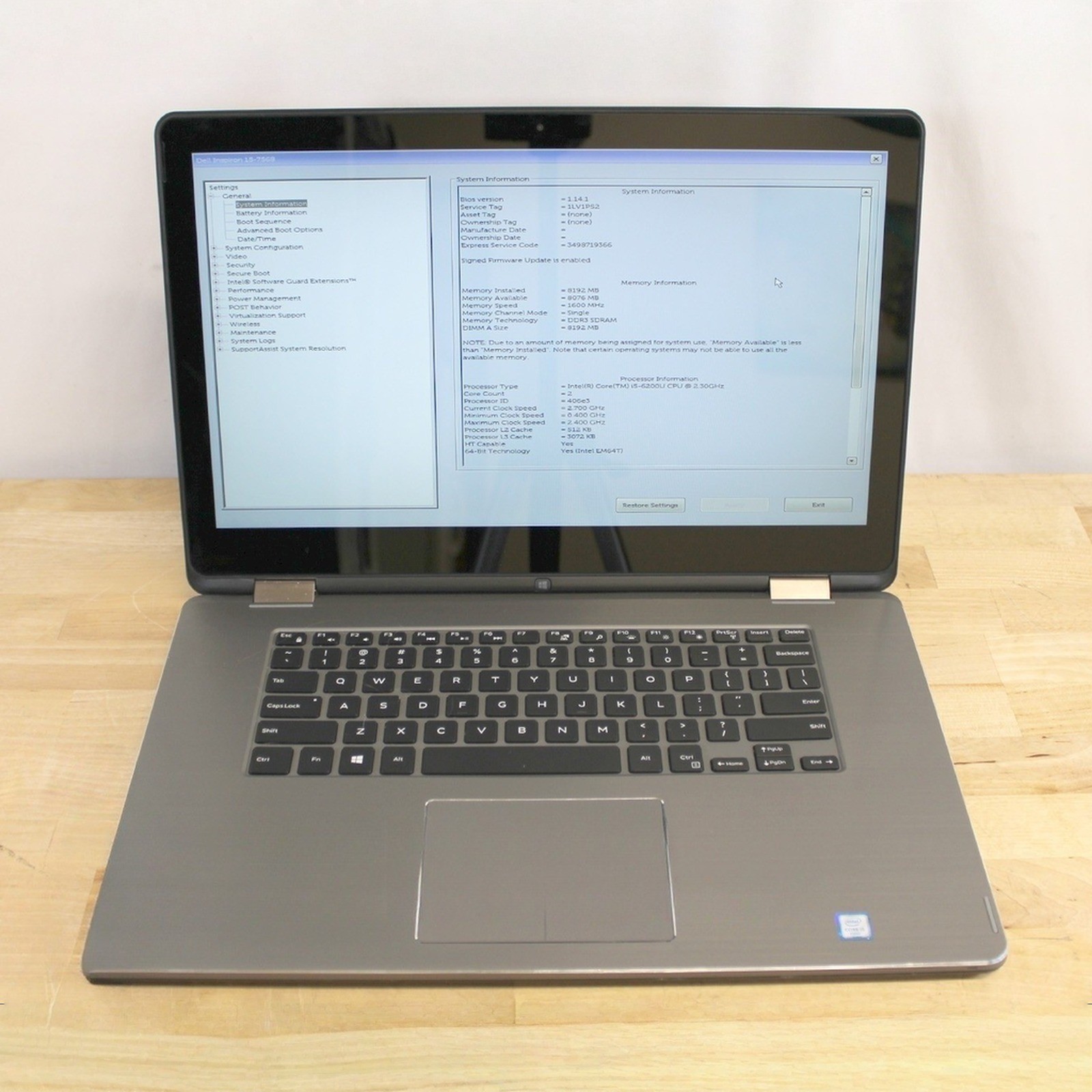 Dell Inspiron 15 7586 2-in-1 Touch 15.6in i5-6200U 8GB RAM No Drive, OS