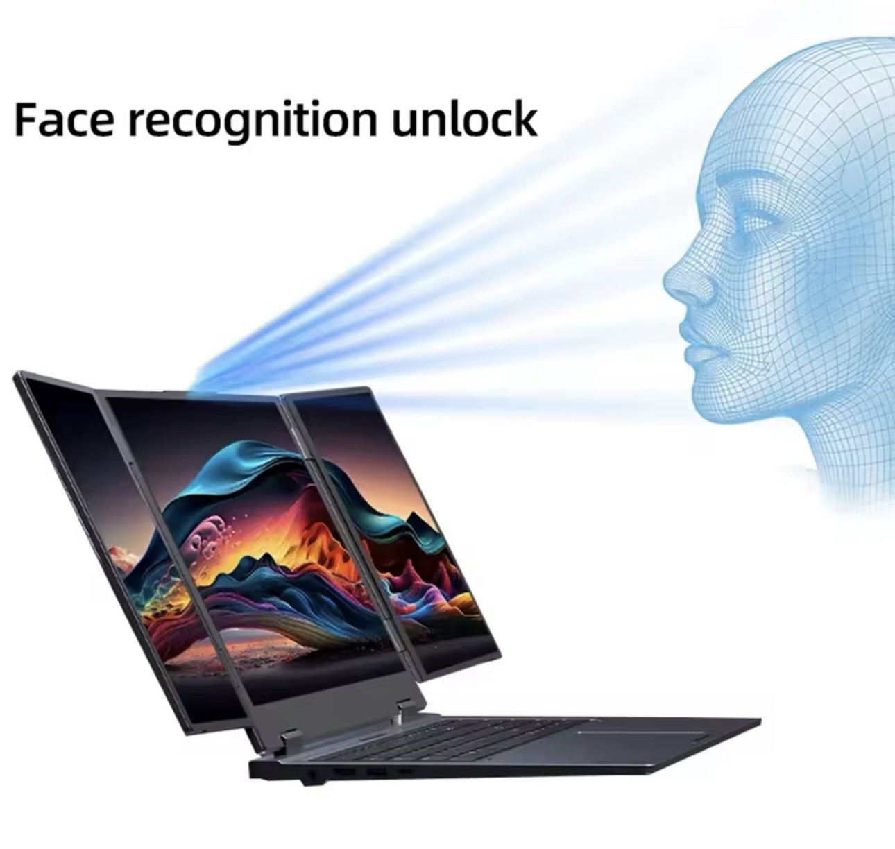 16+2*10.5 Inch Triple Screen Trading Laptop Intel Core i5 1260P 64GB RAM Gaming