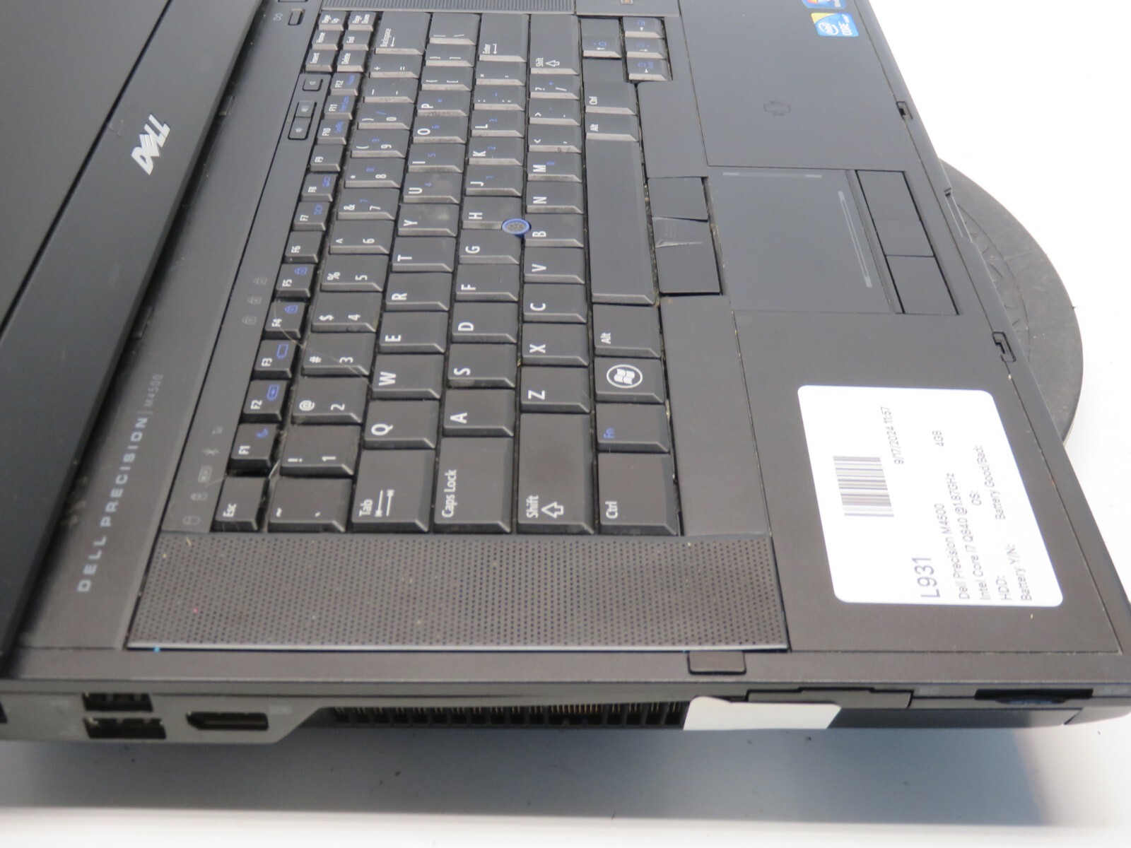 Dell Precision M4500 Intel Core i7 Q840 1.87GHz 4GB 500 GB WIN XP No Bat
