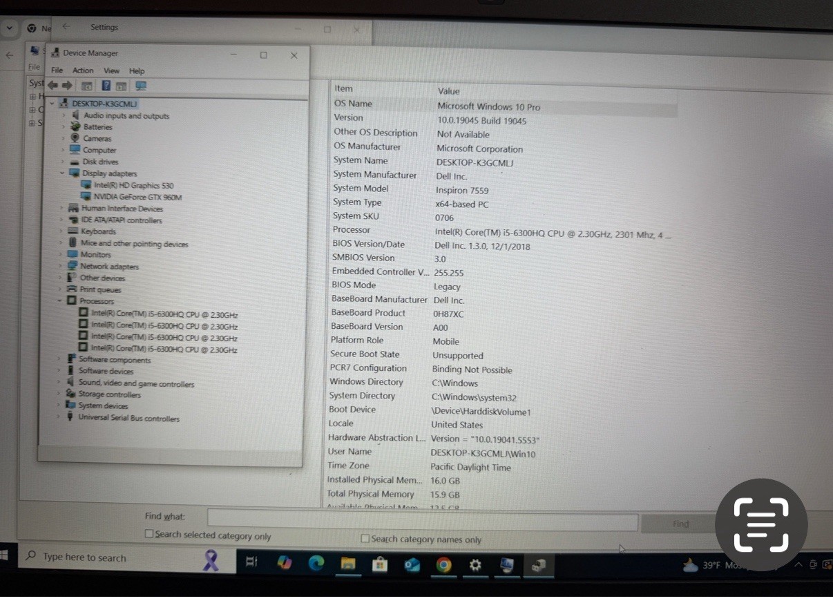 Dell 15 7000 Gaming | Quad i5 6th Gen @3.30GHz w/GeForce | 16G | 512G SSD | W10